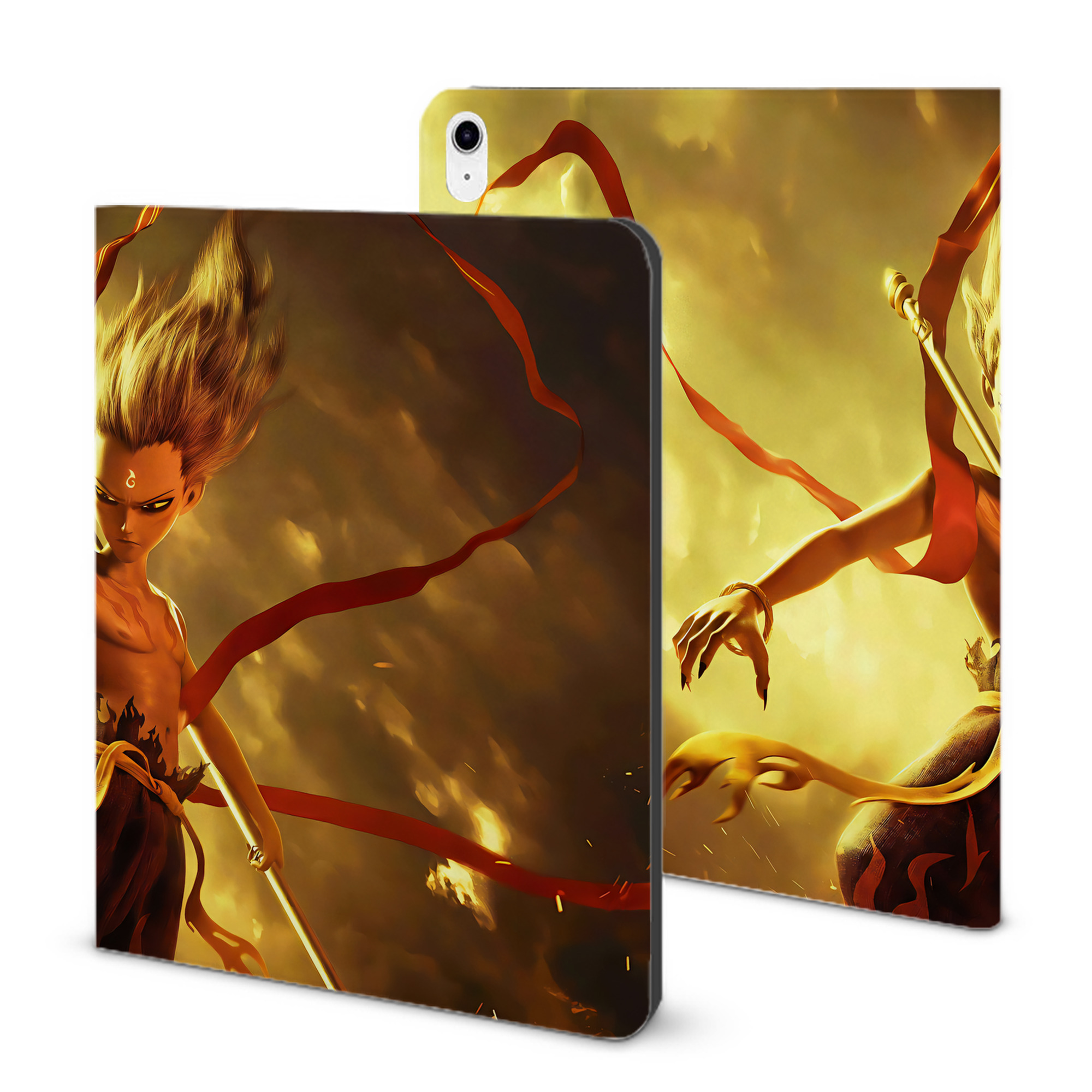 （画像用） Ne Zha 2 ナタ 魔童の大暴れ IPad ケース ブック型 PUレザー TPU 耐衝撃 軽量 薄型 ペン収納なし 全面保護 IPad 各モデル対応